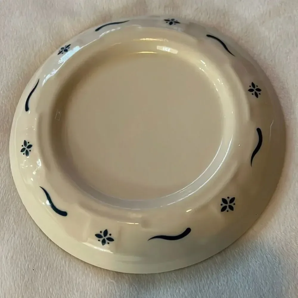 Longaberger Pottery Pillar Candle Holder Woven Traditions Classic Blue Flowers